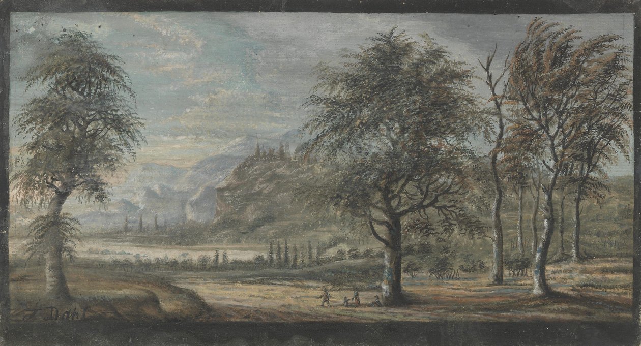 Landscape with Deciduous Trees in the Foreground by Johan Christian Dahl