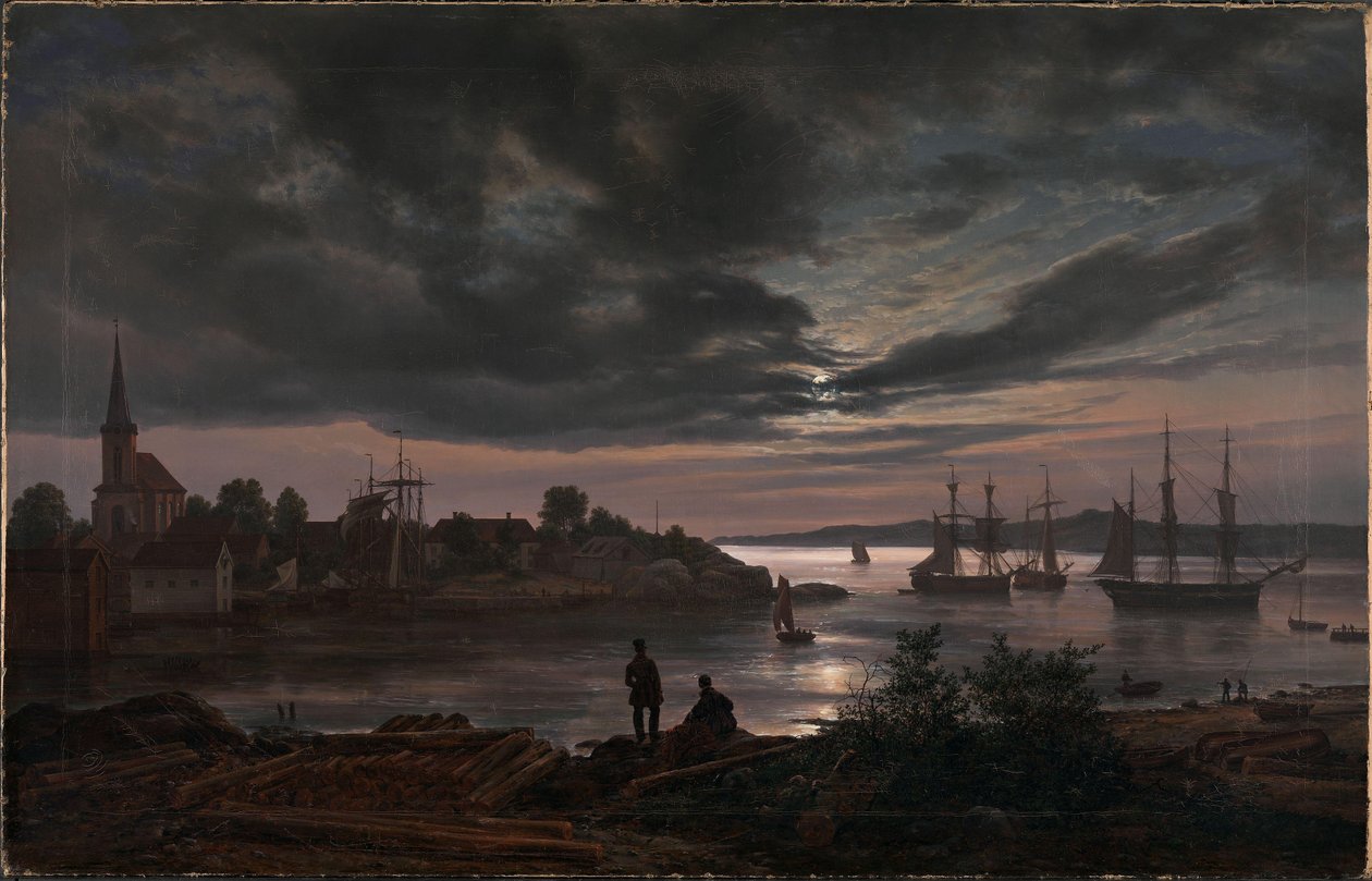 Larvik by Moonlight by Johan Christian Dahl