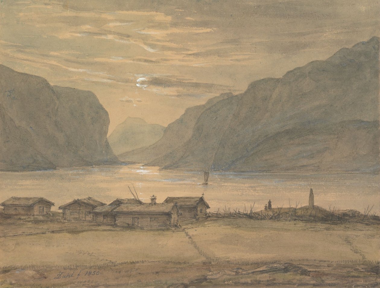 Skjolden in Moonlight by Johan Christian Dahl