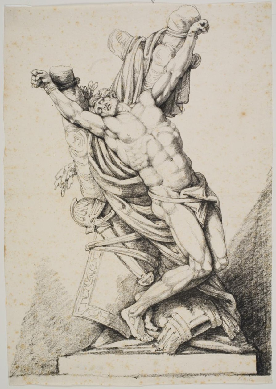 Naked Warrior Bound to a Tree (Spartacus?) by Johan Christoph Petzold