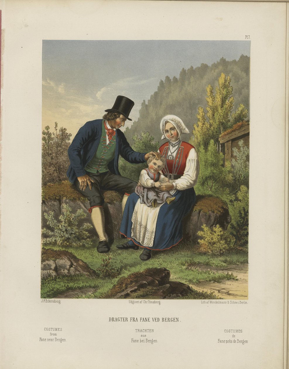 Illustration from the book Selected Norwegian National Costumes by unknown author and published by Chr. Tønsberg (1861) by Johan Fredrik Eckersberg