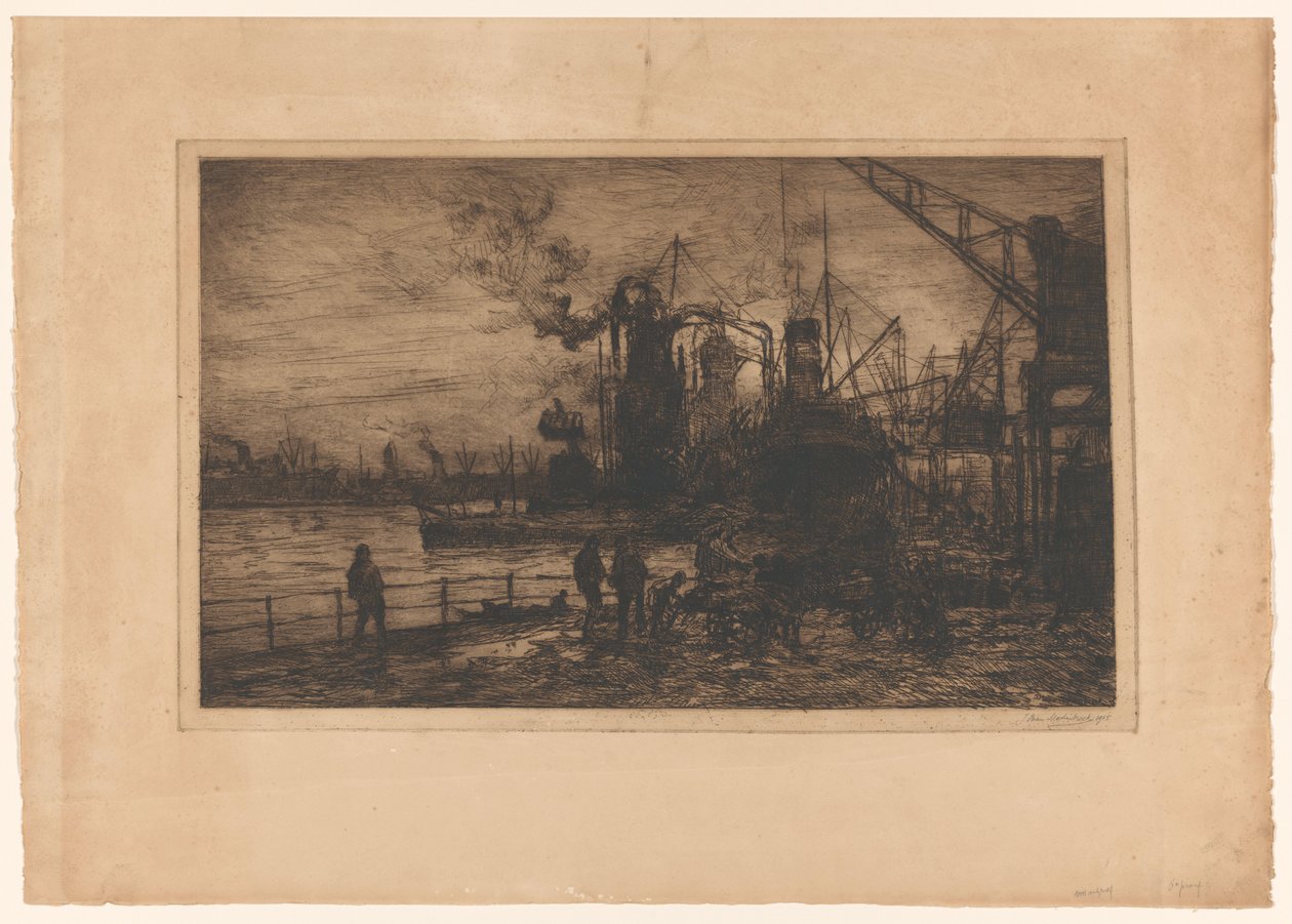 View of the Port of Rotterdam by Johan Hendrik van Mastenbroek (signed by artist)