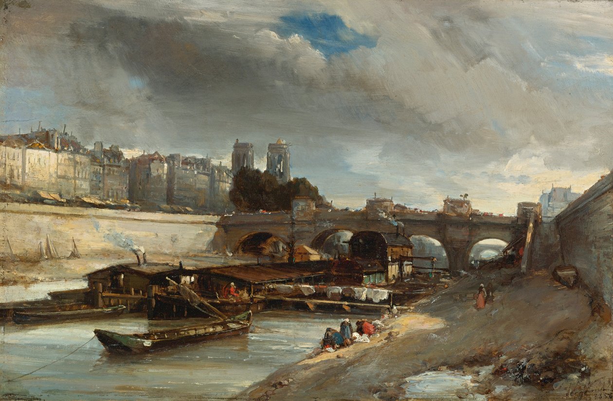 Boat Laundry Near the Pont Neuf, Paris by Johan Jongkind
