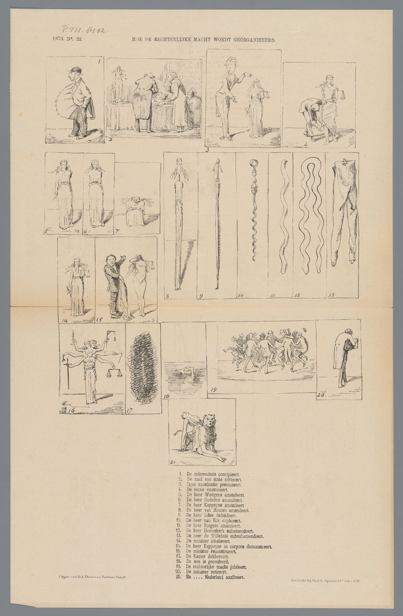 Caricature on the Reform of the Judicial Organization, 1873 by Johan Michaël Schmidt Crans
