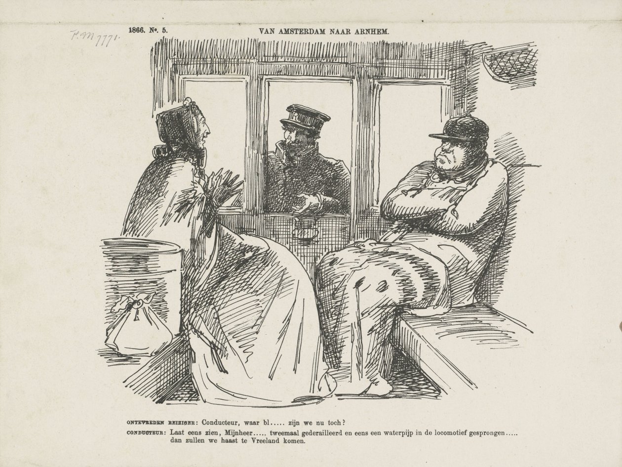 Caricature of the Many Accidents on the Rhine Railway, 1866 by Johan Michaël Schmidt Crans