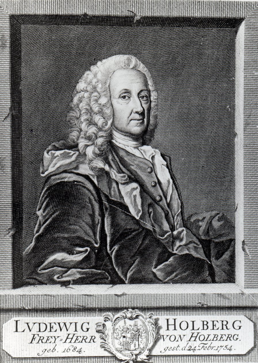 Ludvig Holberg, engraved by Johann Martin Bernigeroth, 1757 by Johan Roselius