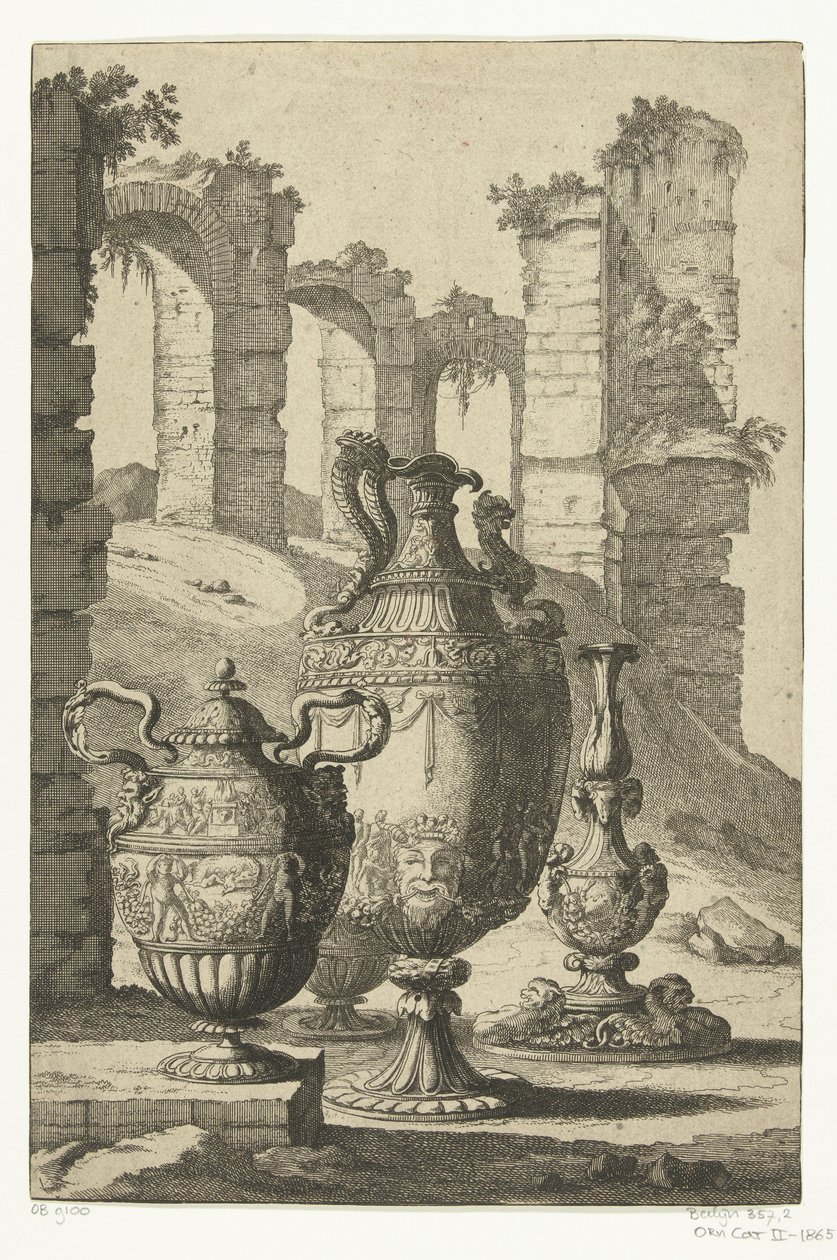 Three Vases and a Candlestick (Materiem Superabat Opus) (Vases and Candlesticks series) by Johan Teyler (attributed to)