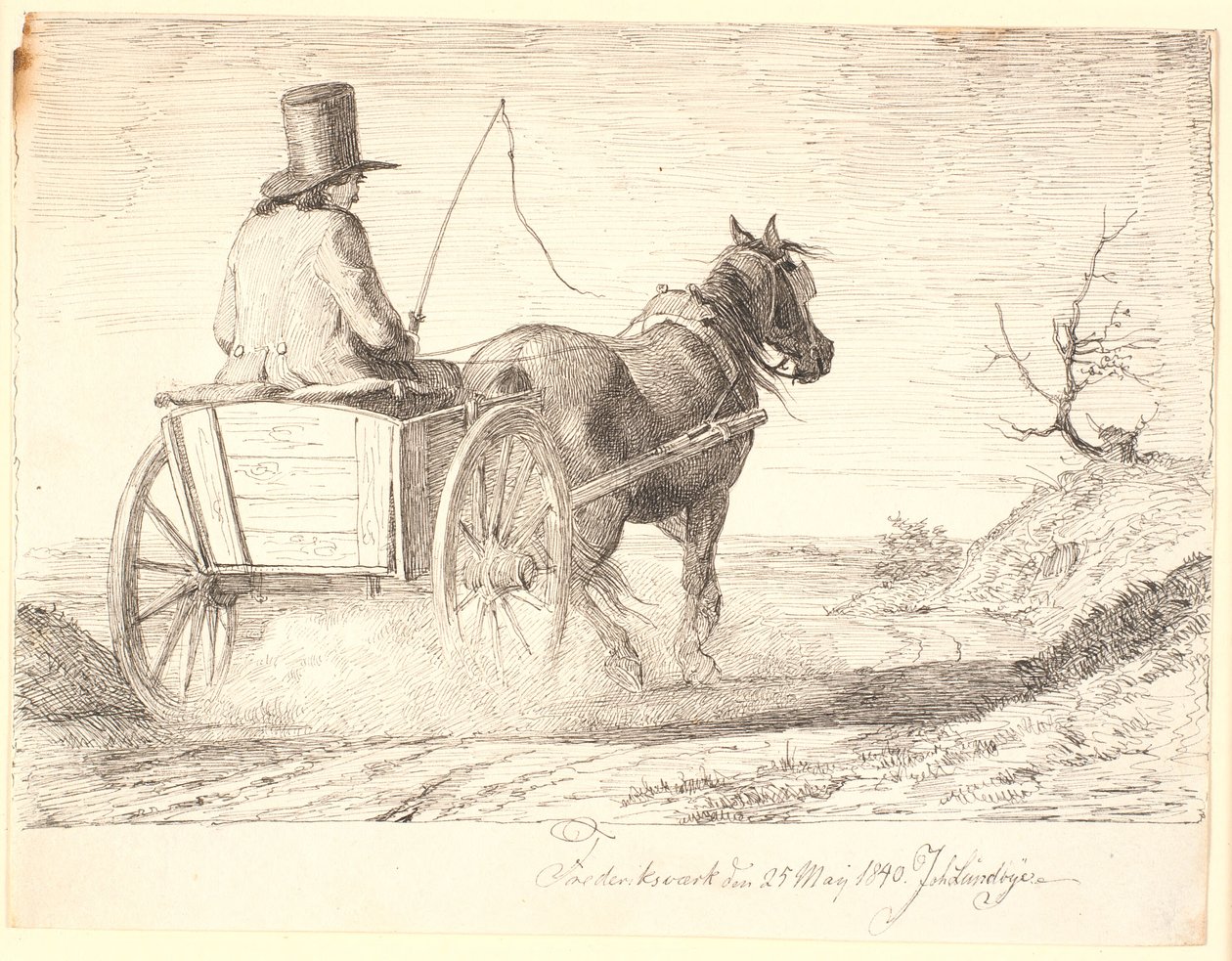 Farmer Driving a Cart by Johan Thomas Lundbye