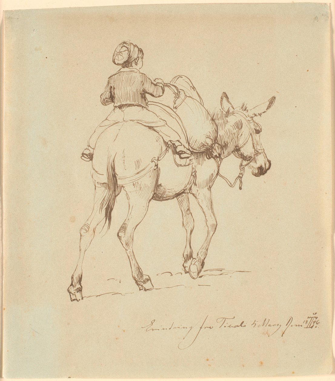 A Boy Sitting on a Loaded Donkey, Seen from Behind by Johan Thomas Lundbye
