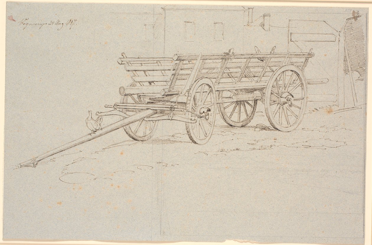 A Harvest Wagon with a Cackling Hen on the Wagon Pole by Johan Thomas Lundbye