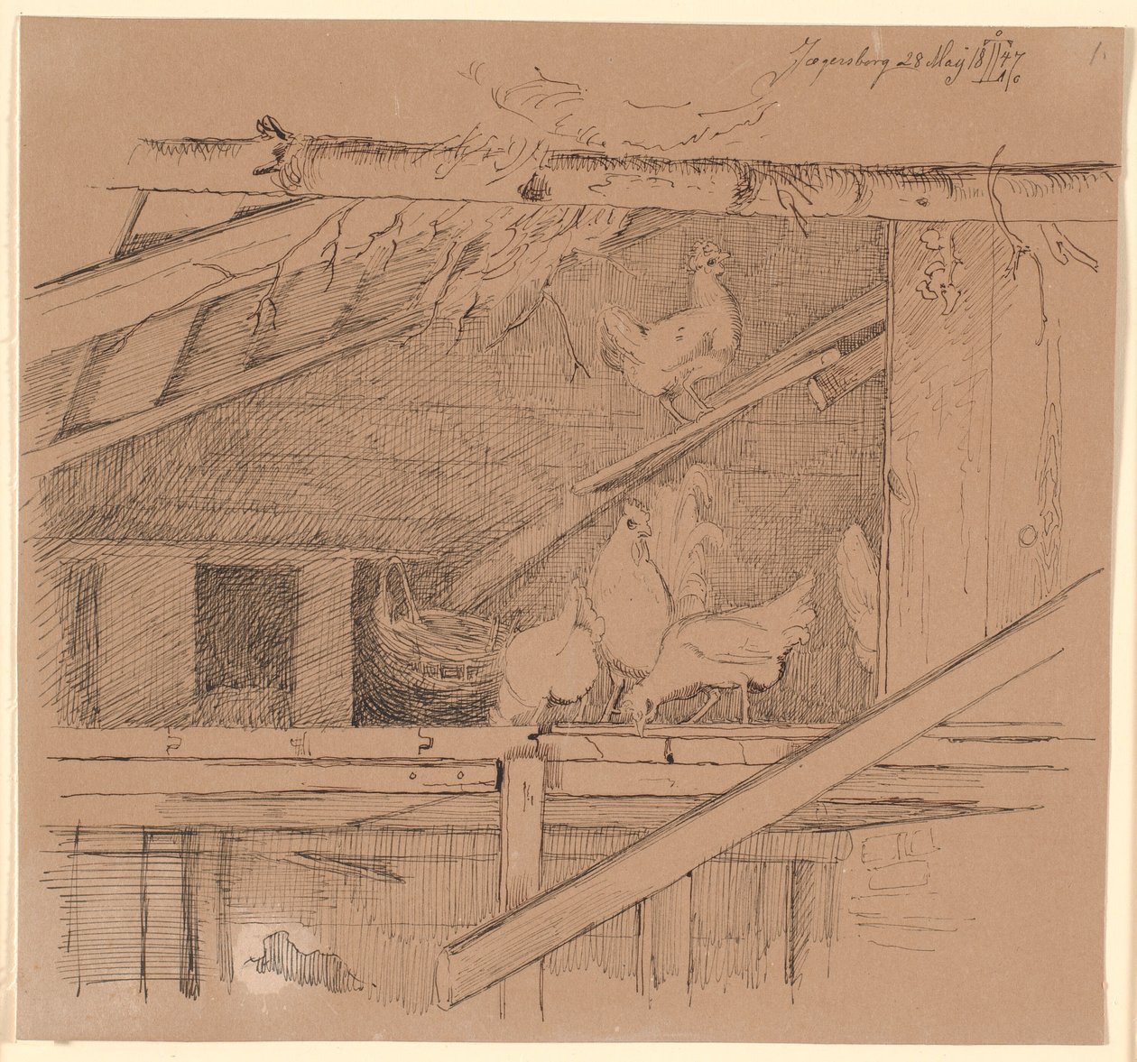 Hens in an Attic by Johan Thomas Lundbye
