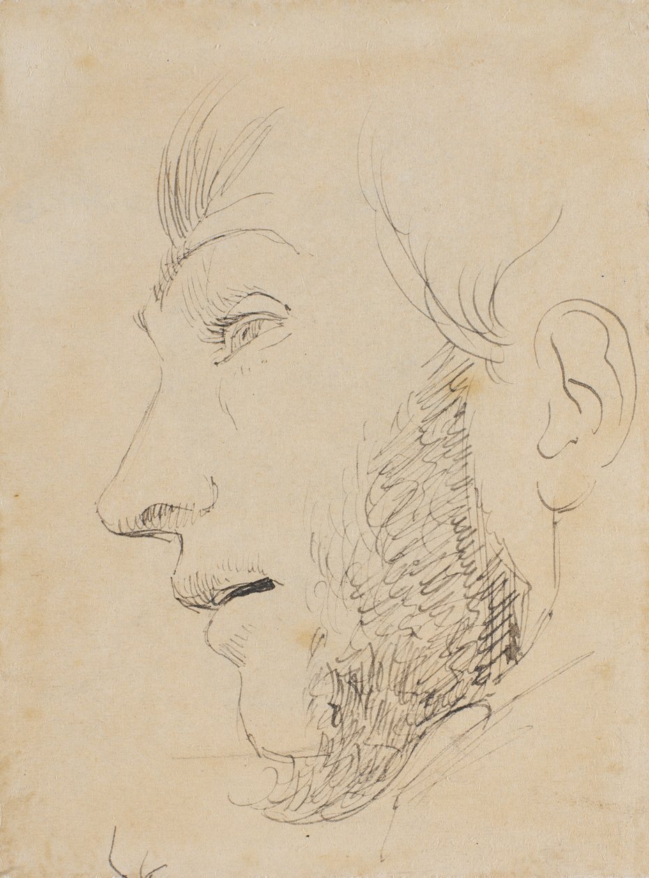 Portrait of a Man in Profile Facing Left, Seen from Below by Johan Thomas Lundbye