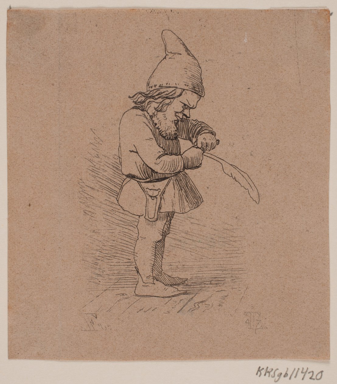 Elf Carving a Pen by Johan Thomas Lundbye