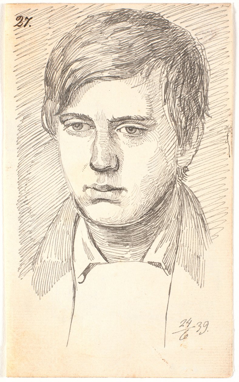 Portrait of a Young Man, Full Face by Johan Thomas Lundbye