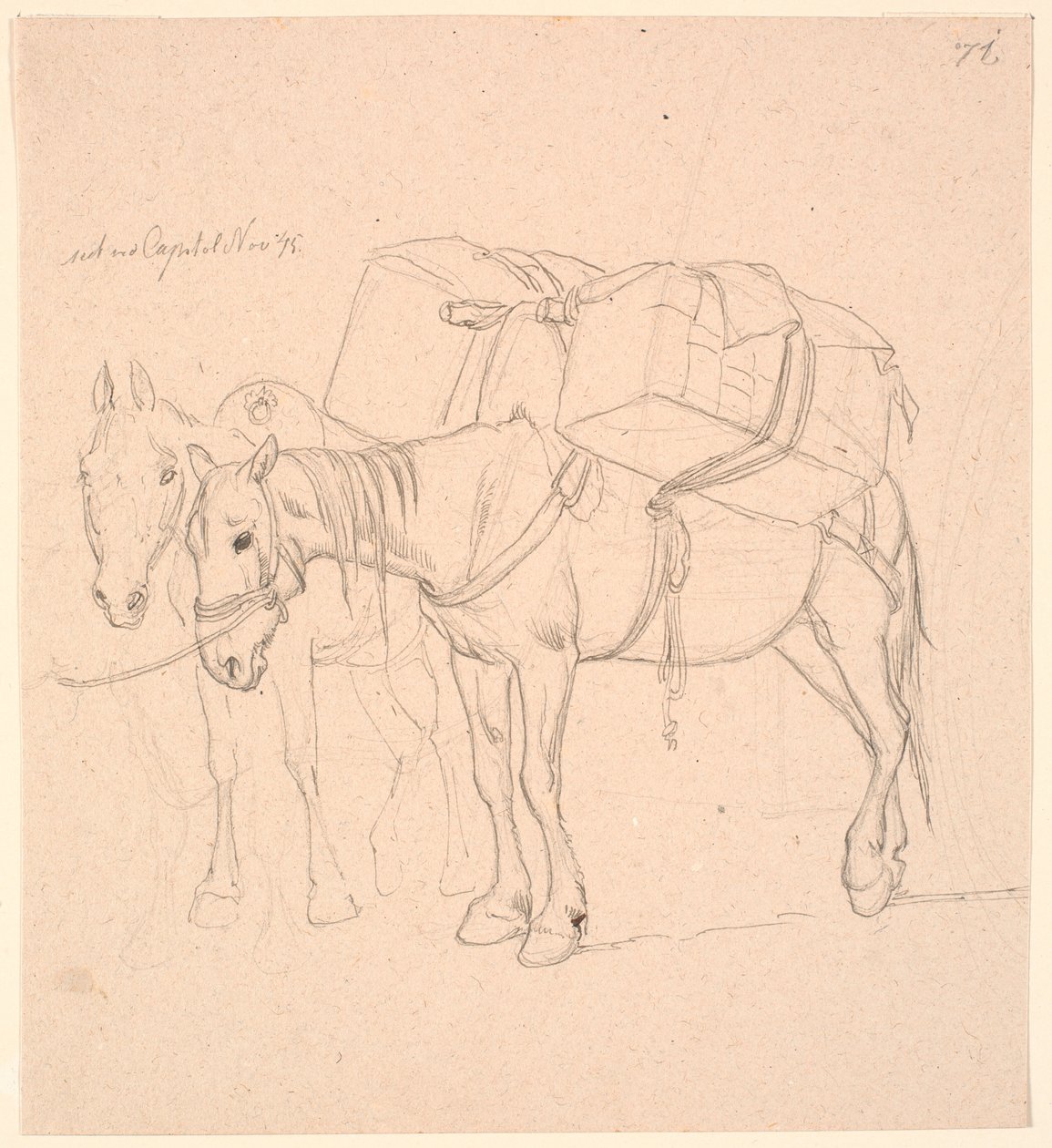 Two Horses with Packs by Johan Thomas Lundbye