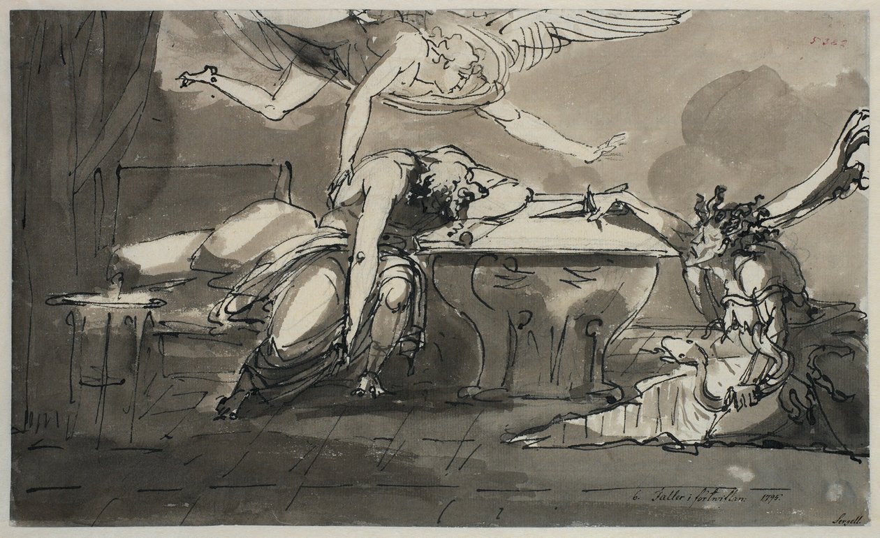 Faller in Furtive Flight. Sheet 6 in the Melancholy Suite by Johan Tobias Sergel