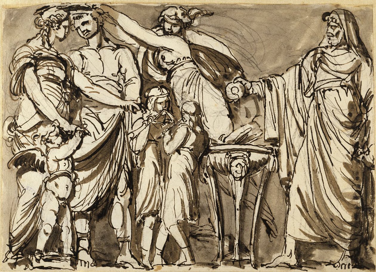 Draft for Relief with Antique Wedding Scene by Johan Tobias Sergel