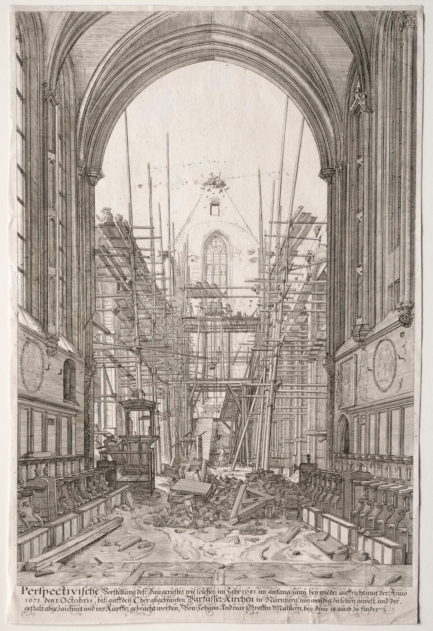 View in the Church of the Franciscans, Barfüsser-Kirke by Johan Ulrich Krauss