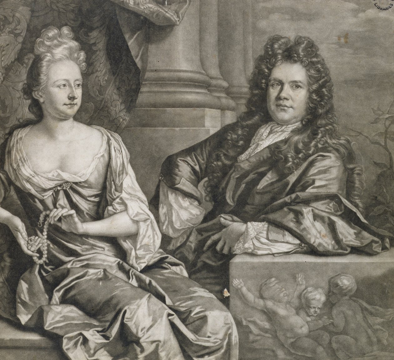Mr and Mrs Gibbons, engraved by John Smith by Johann Closterman