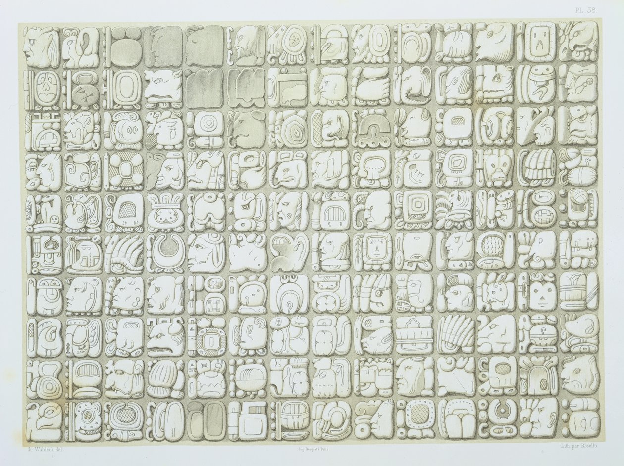 Plaque of ideographic writing from the Temple of Inscriptions, Palenque, plate 38 from 