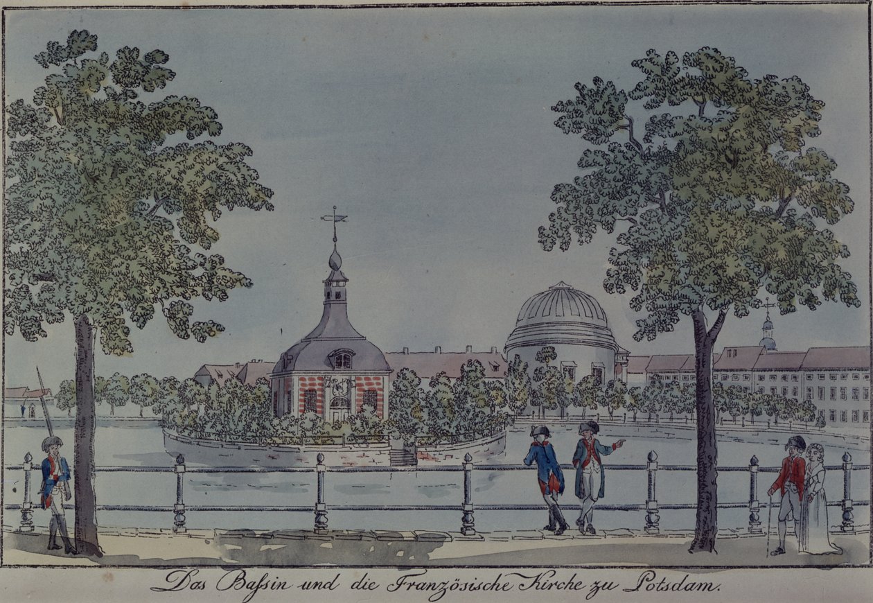 The Pool and French Church in Potsdam, c.1796 by Johann Friedrich Nagel