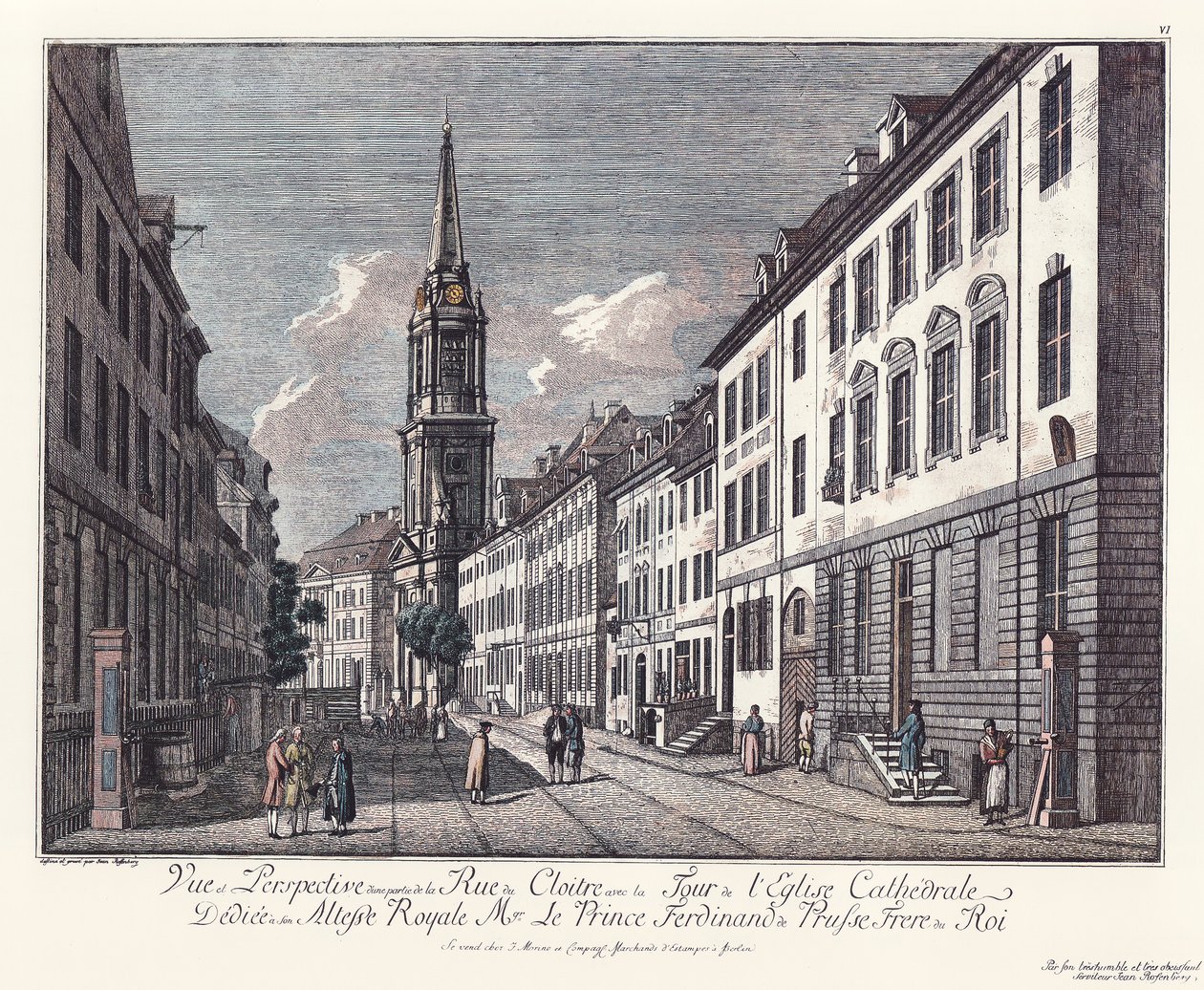View into Klosterstraße with Parochialkirche, Old Berlin by Johann Georg Rosenberg