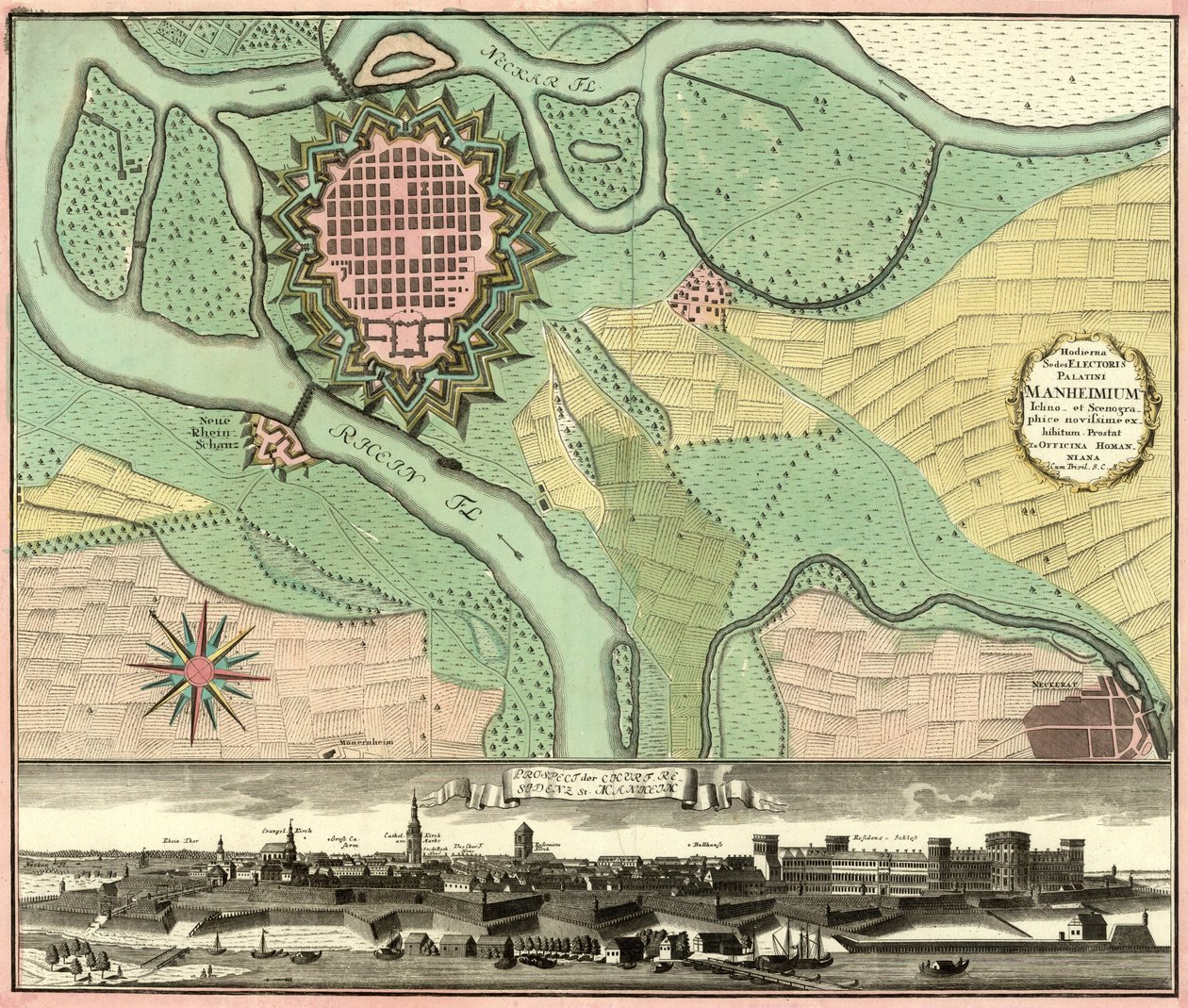 View of the Electoral Residence City of Mannheim by Johann Baptista Homann