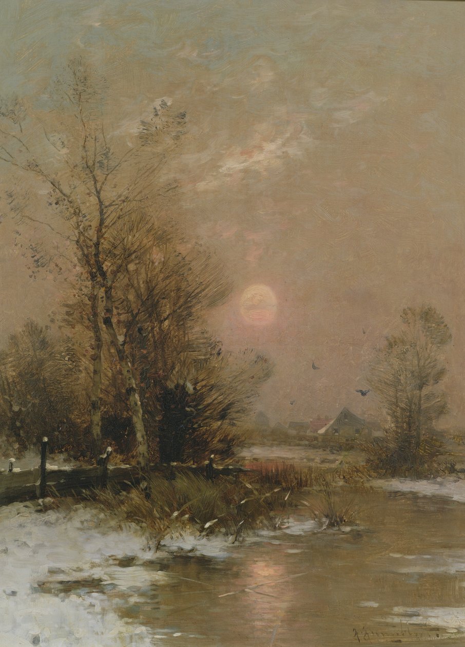 Winter Sunset by Johann II Jungblut