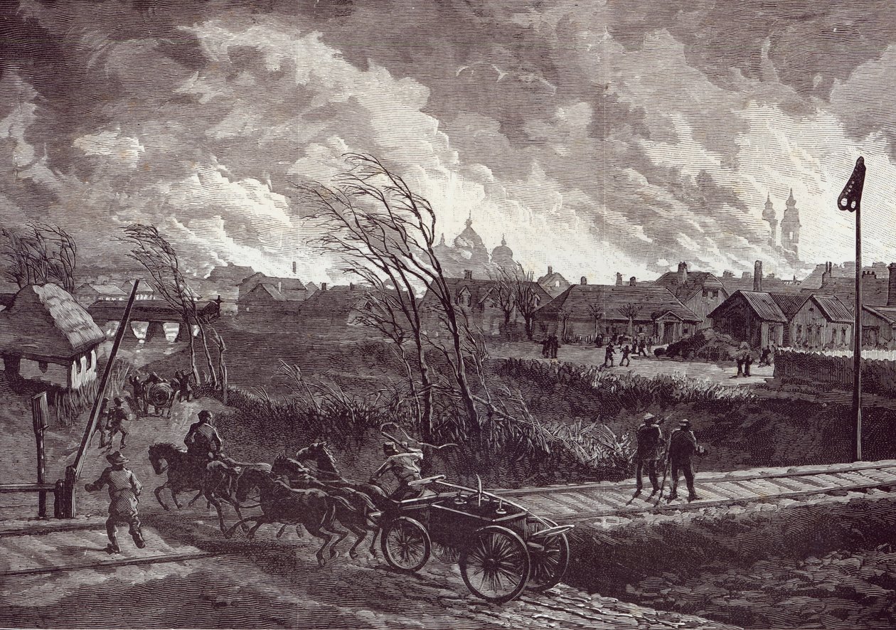 The Burning of Stry, near Lemberg, from The Illustrated London News, 1st May 1845 by Johann Nepomuk Schonberg