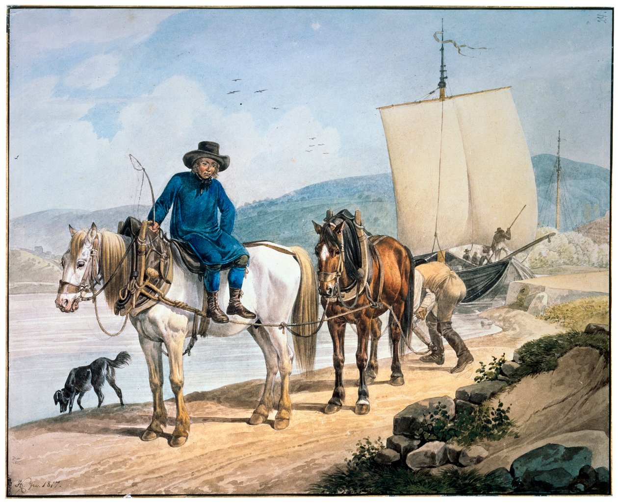 A Horse And Cart at the River, 1817 by Johann Adam Klein