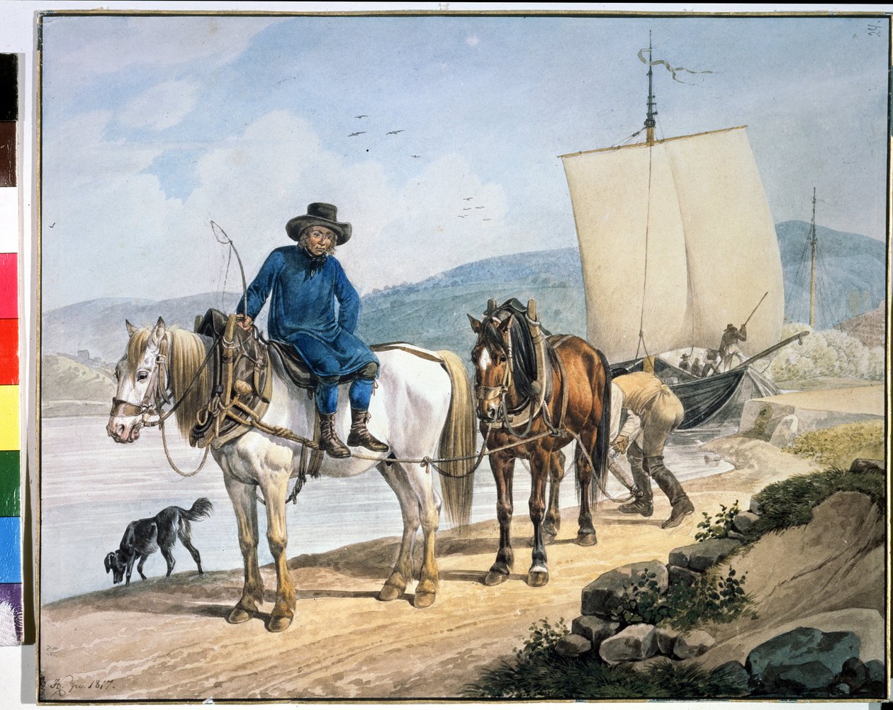 A Horse and Cart at the River by Johann Adam Klein