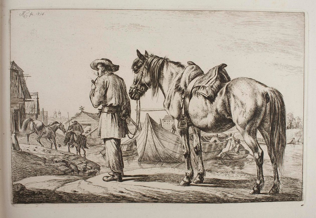 A Slovak with His Horse by a River by Johann Adam Klein