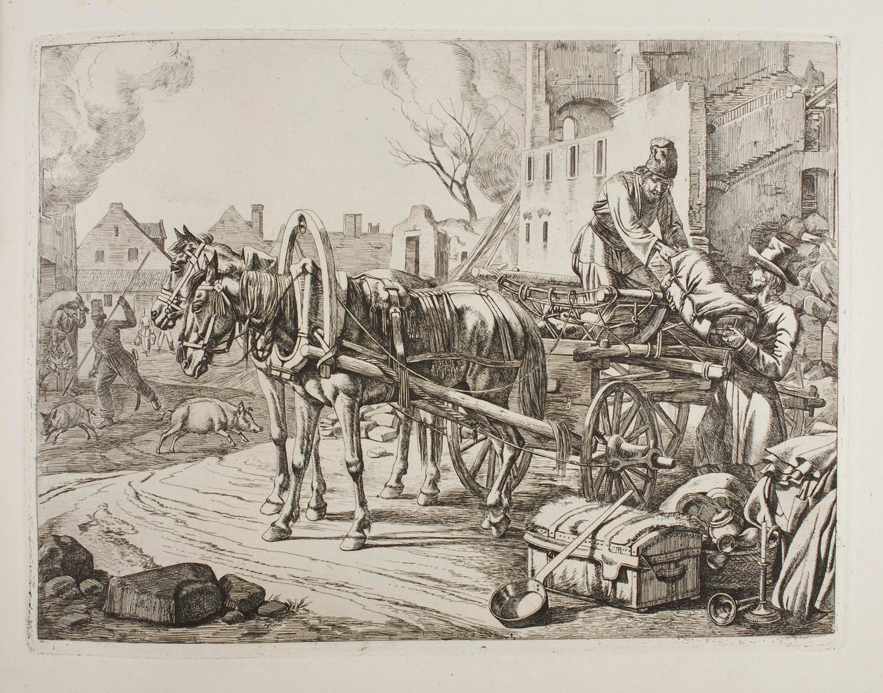 Cossacks Plundering in a Town by Johann Adam Klein