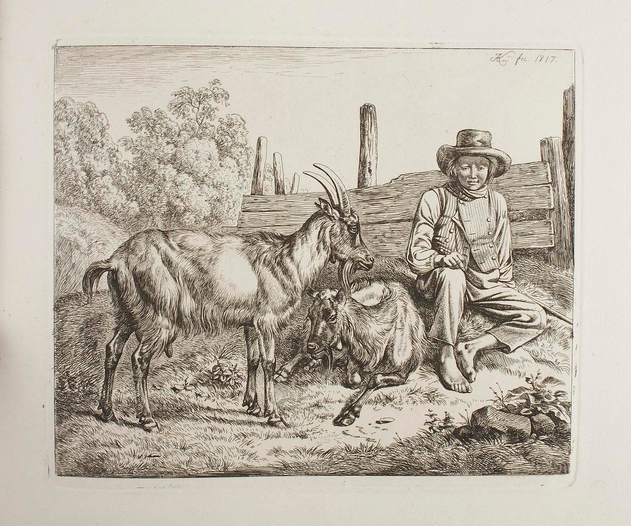 Herdsman with Goats by Johann Adam Klein