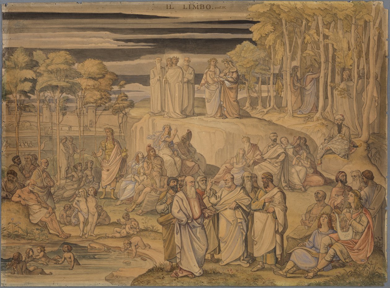 Dante in Limbo, or the Abode of Good Souls, but Unbaptized People. Here He Meets the Great Spirits of Ancient Times and Innocent Children by Johann Anton Ramboux