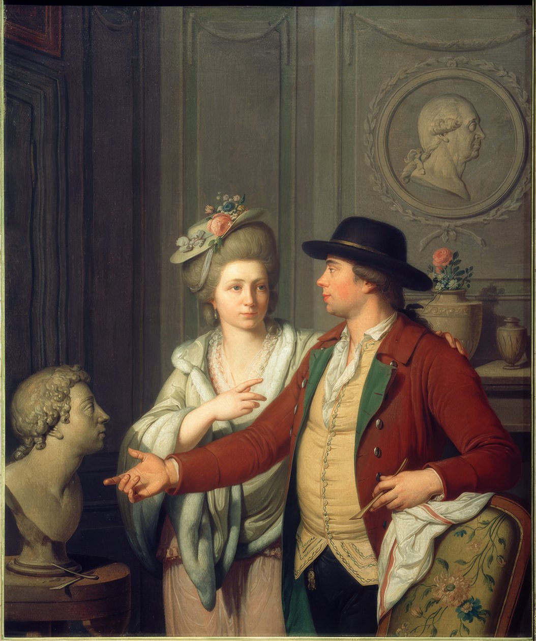 Samuel Nahl Shows His Bride the Bust of His Brother by Johann August Nahl der Jüngere