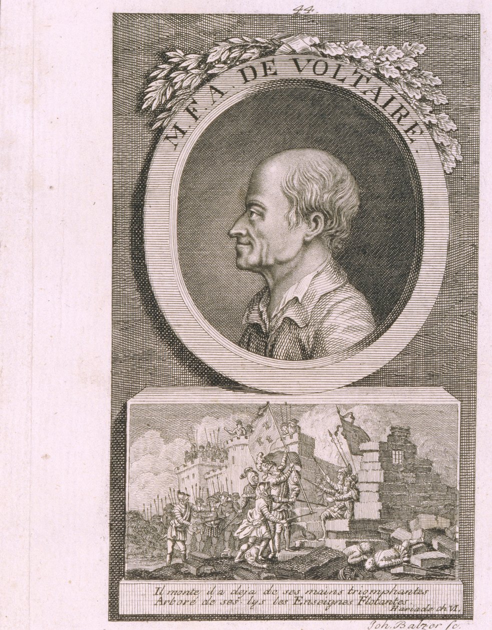 Portrait of the writer, essayist and philosopher Francois Marie Arouet ...