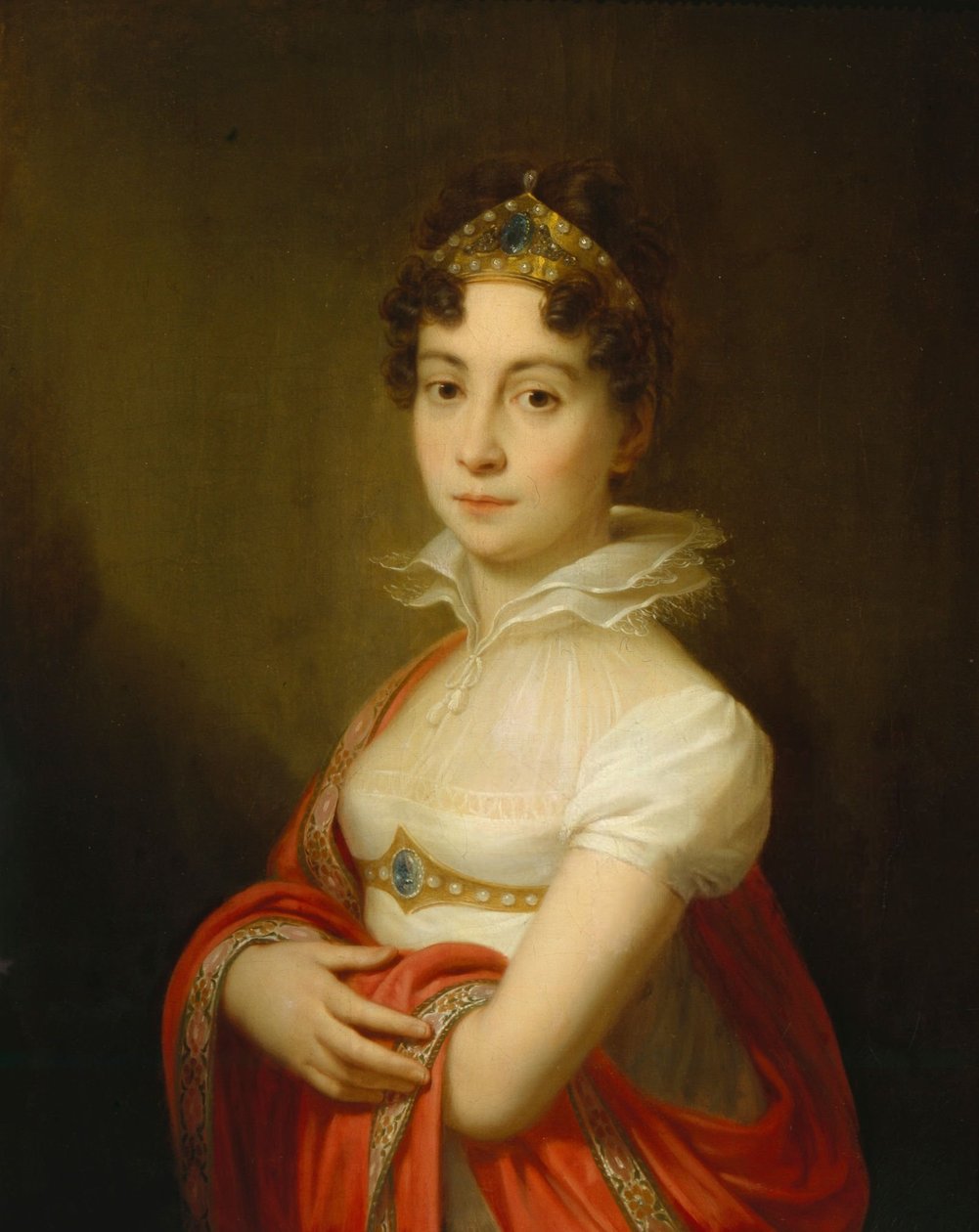 Juvenile Portrait of Empress Maria Ludovica (1787-1816) with a Diadem by Johann Baptist von Lampi the Elder