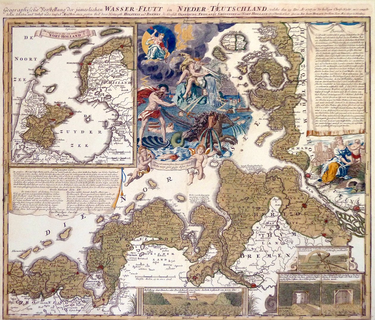 Map of the Christmas Flood of 1717 by Johann Baptista Homann