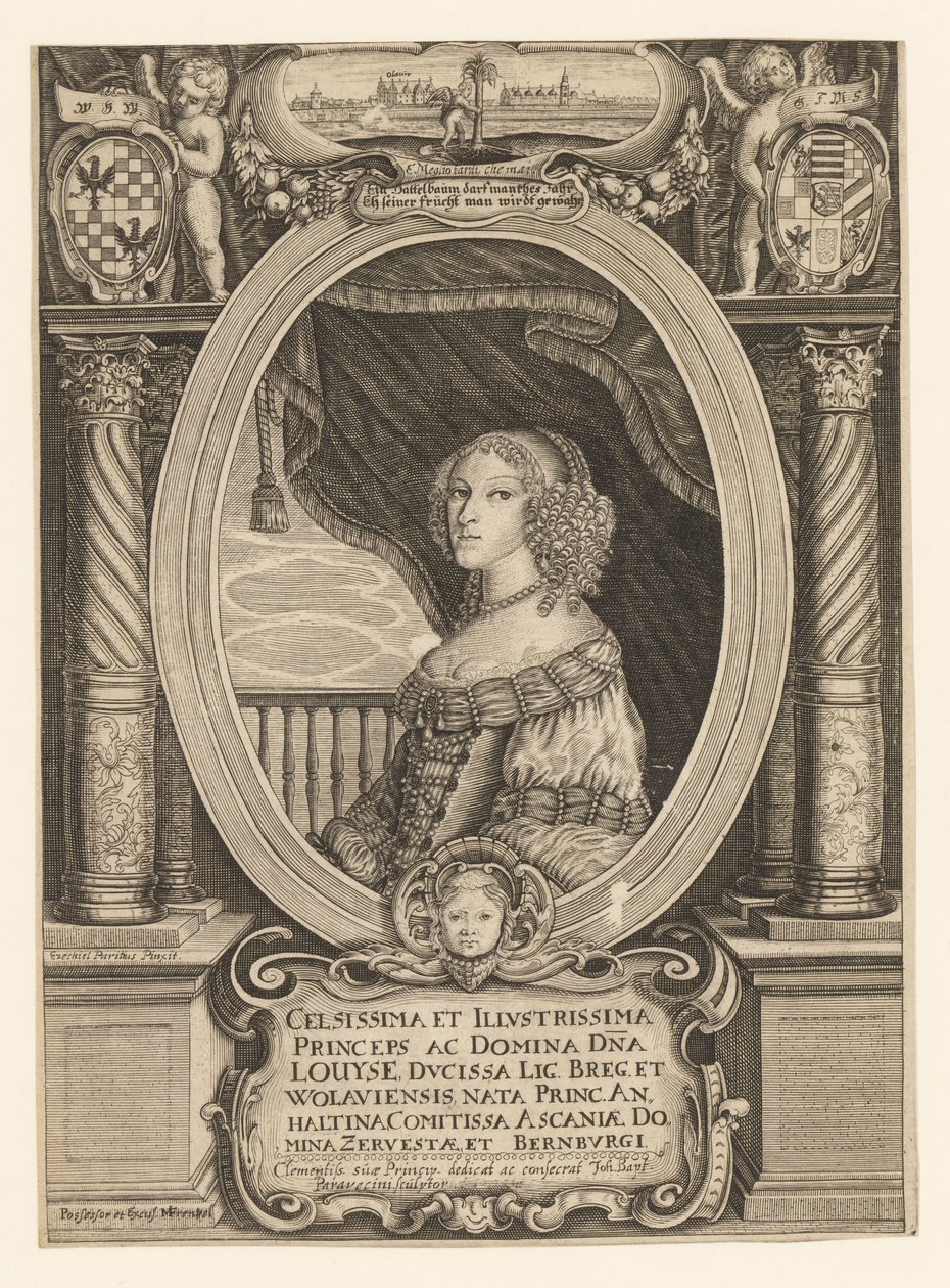 Louise of Anhalt-Dessau 1631-1680, Duchess of Legnica, Brzeg, Wolow, and Olawa by Johann Baptista Paravicini