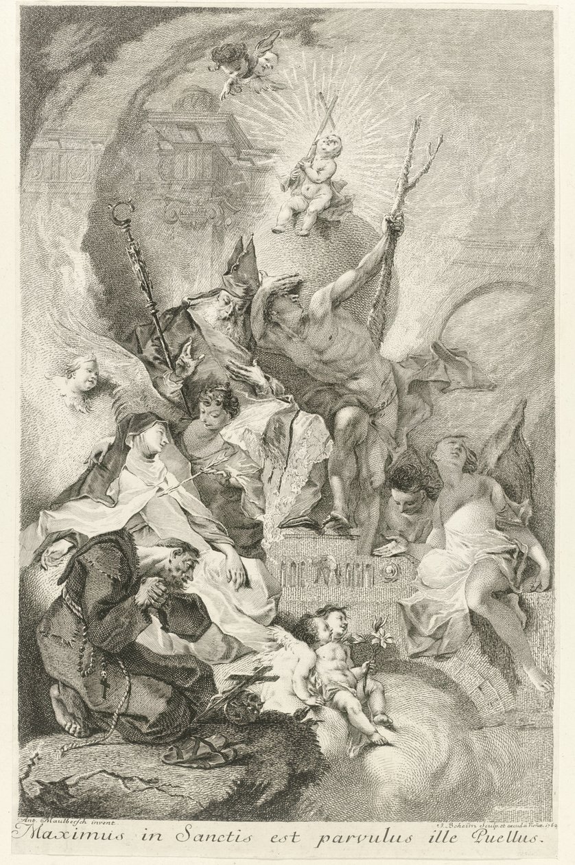 The Christ Child as Salvator Mundi with Various Saints and Pope Clement XIII by Johann Beheim
