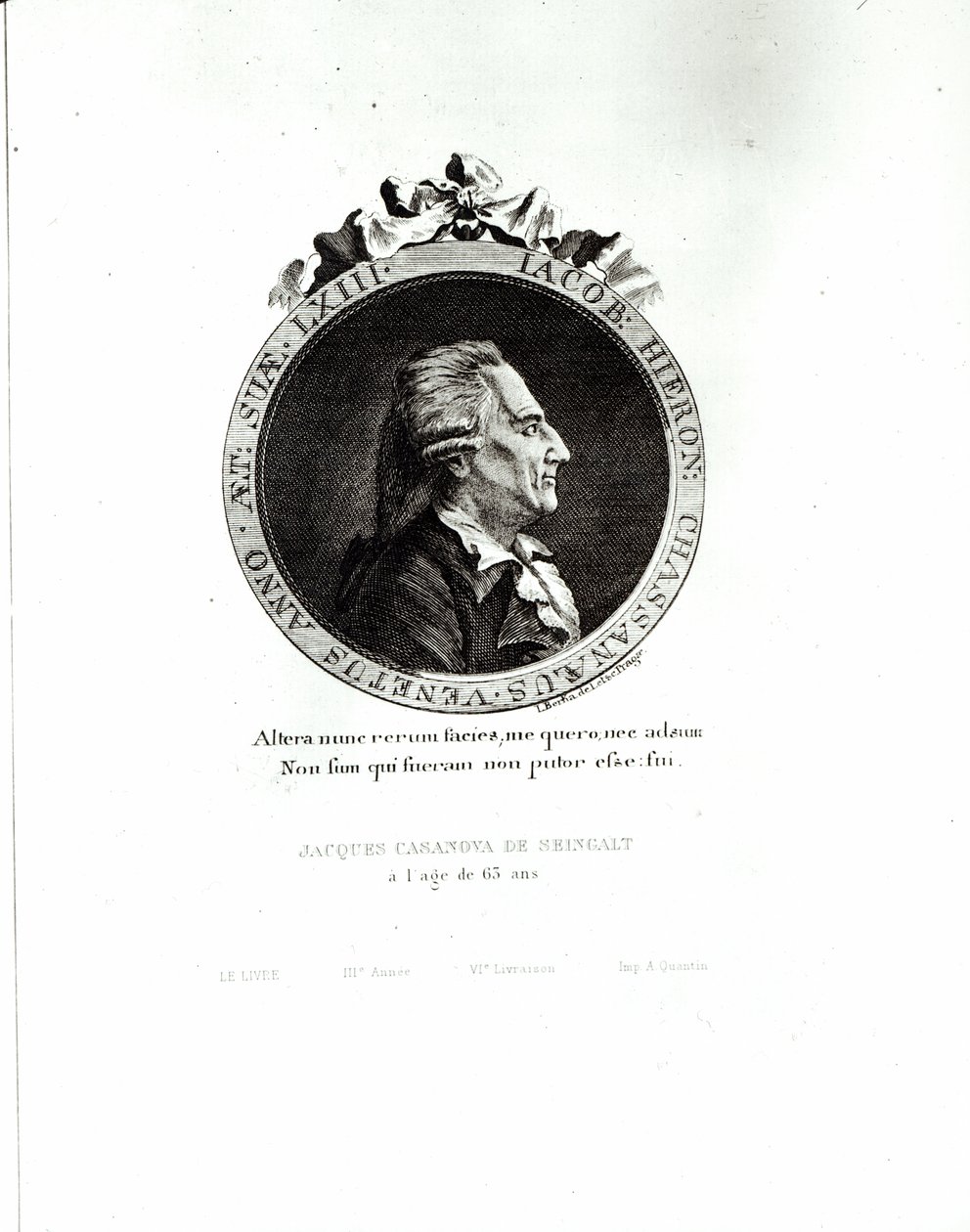 Medallion Portrait of Giacomo Casanova, age 63, 1788 by Johann Berka