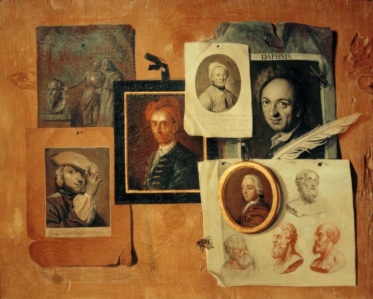Quodlibet with Portraits of Contemporaries and Antique Heads by Johann Caspar Füssli
