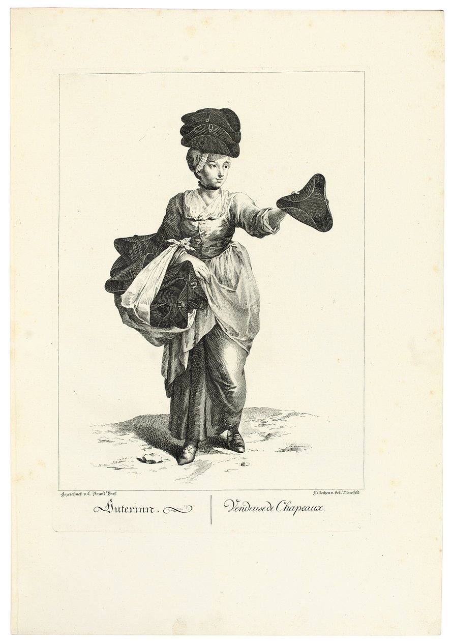 The Hat Seller by Johann Christian (after) Brand