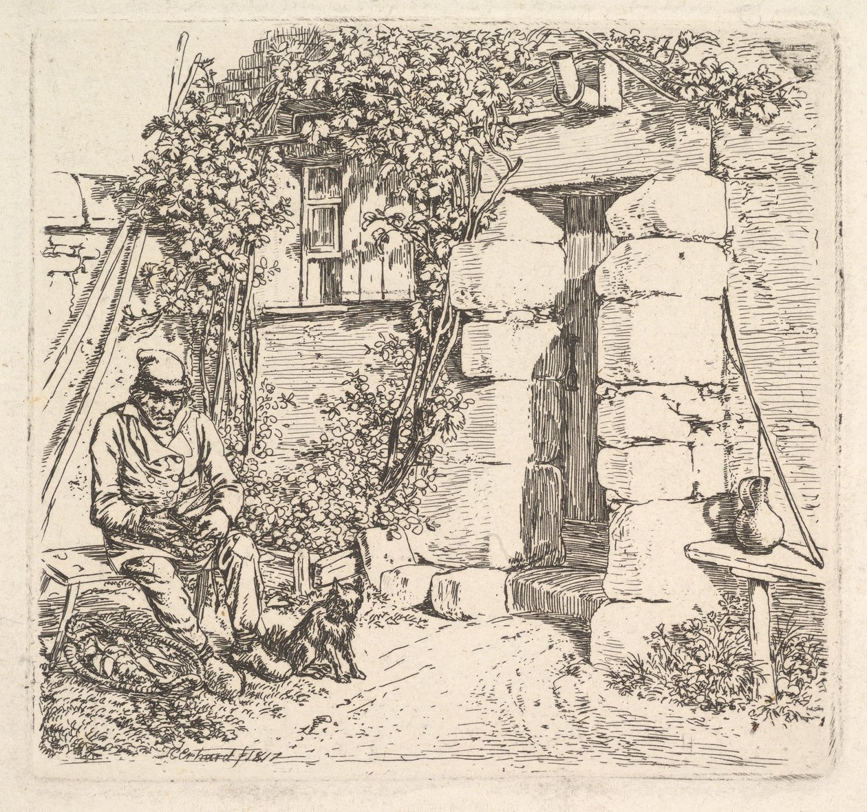 The Old Man and his Pomeranian Dog by Johann Christian Erhard