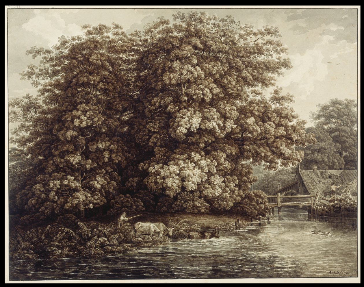 The Mill by the Great Oaks by Johann Christian Reinhart