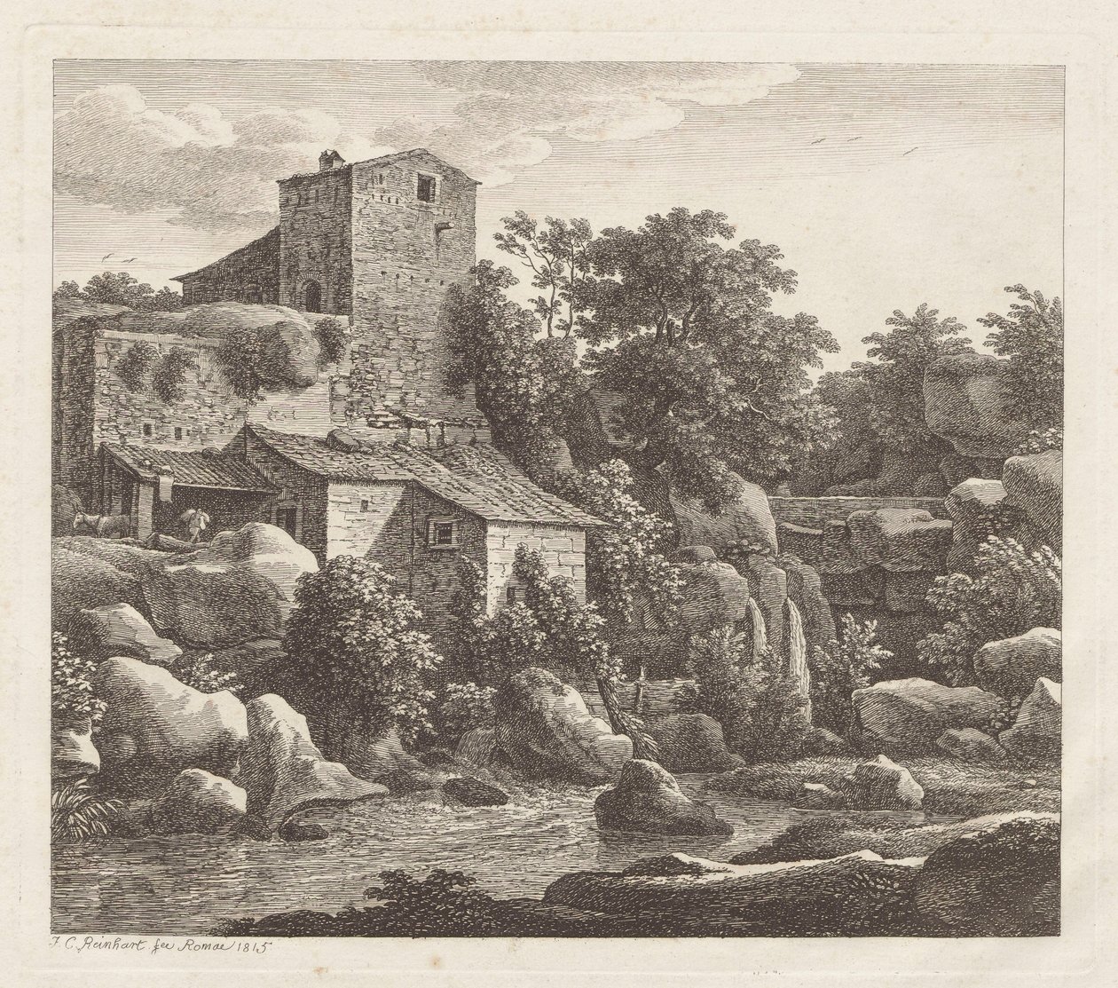 House by the Mountain Stream by Johann Christian Reinhart
