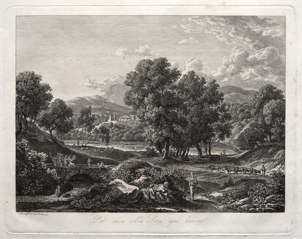 Heroic Landscape: The Shepherds Dance on the Bridge, 1792 by Johann Christian Reinhart