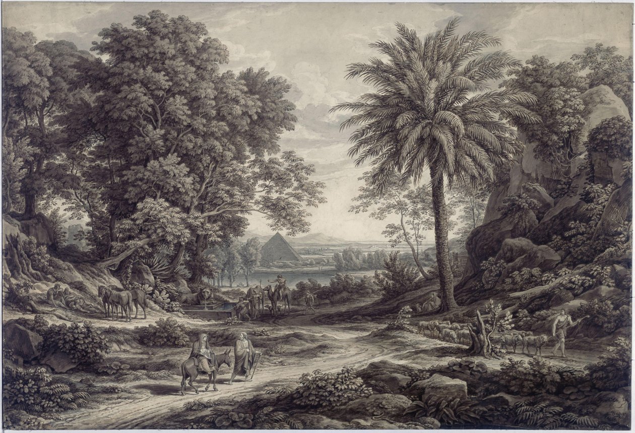 Ideal Landscape with the Flight into Egypt by Johann Christian Reinhart