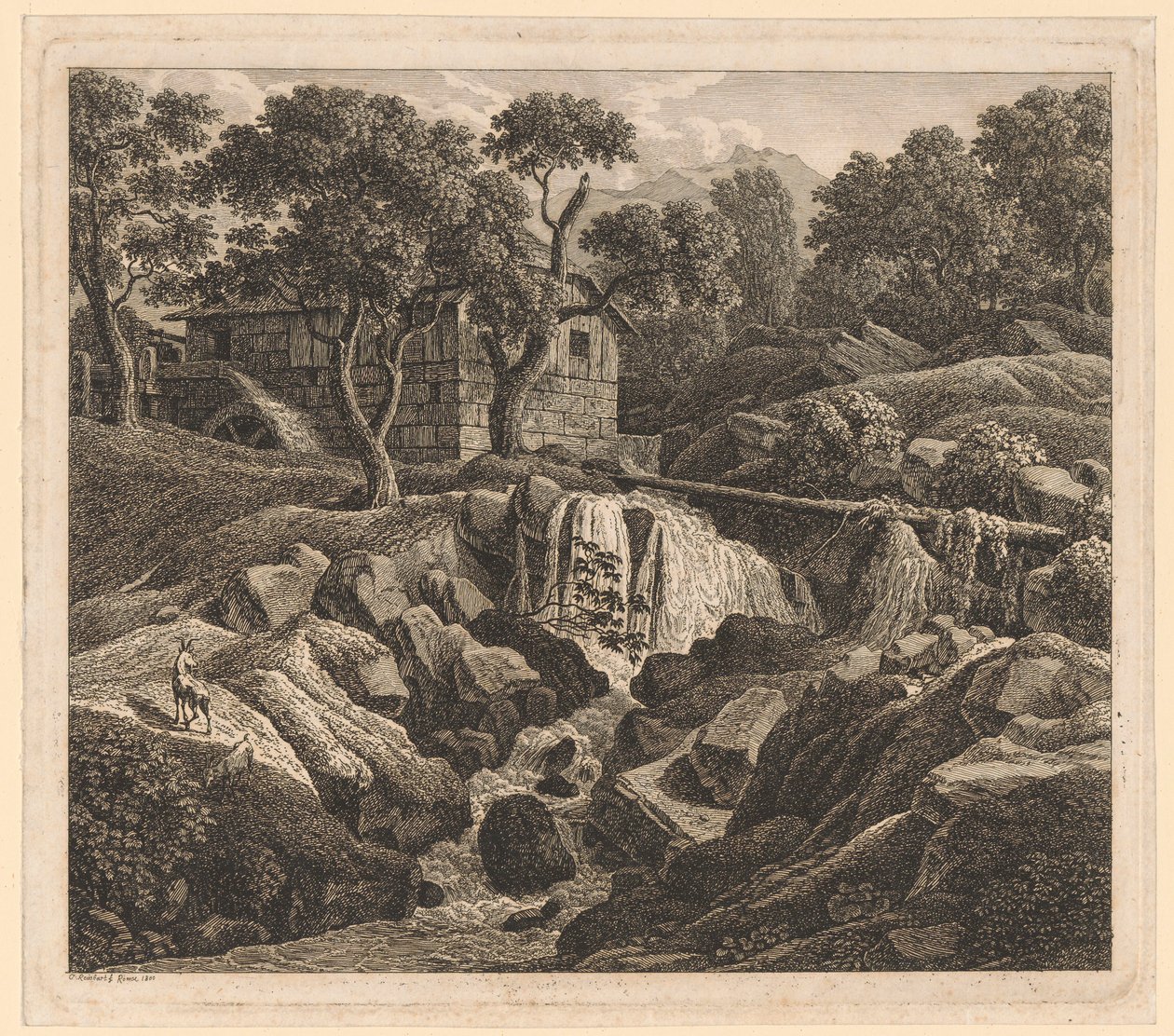 Landscape with Waterfall by Johann Christian Reinhart